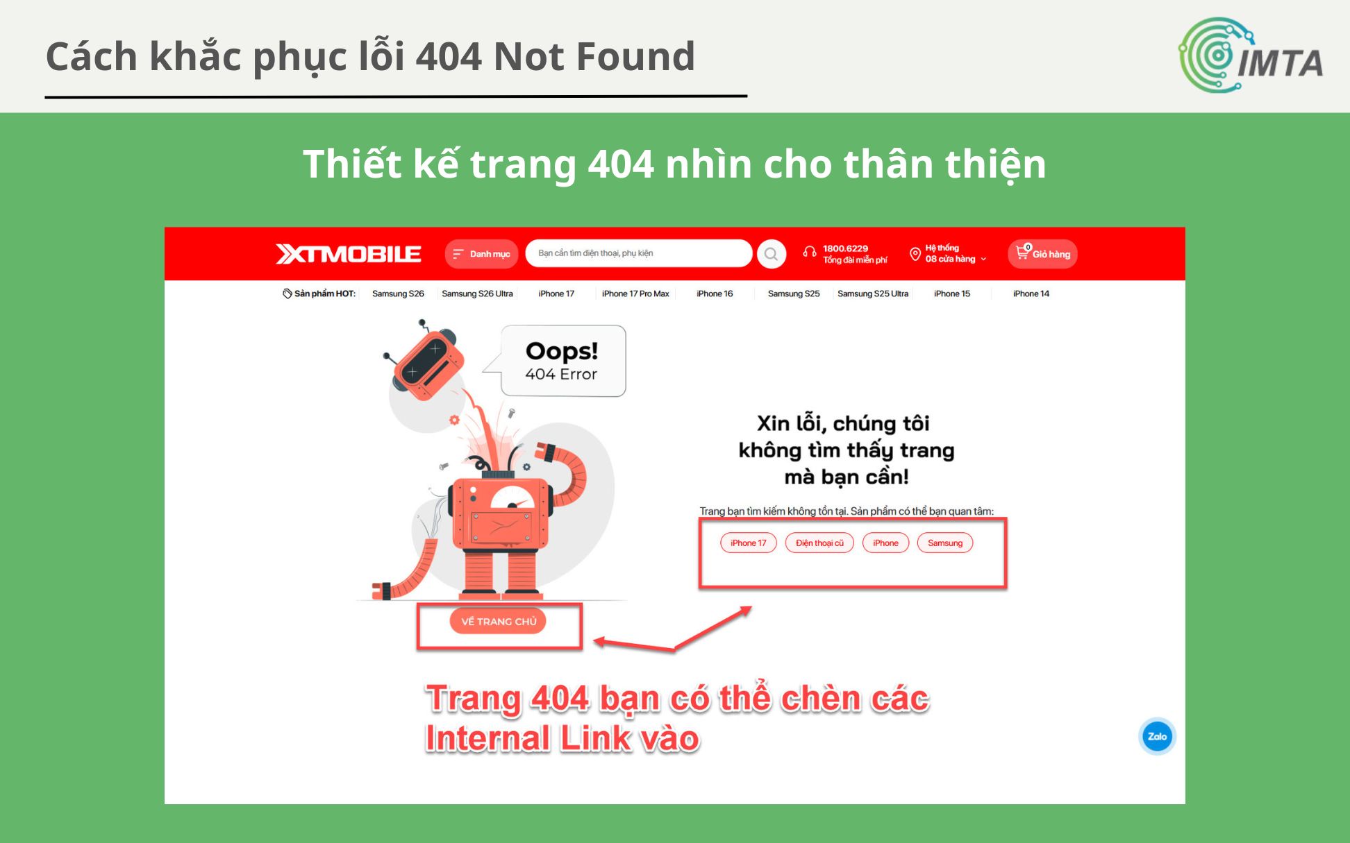 Thiết kế trang 404 nhìn cho thân thiện