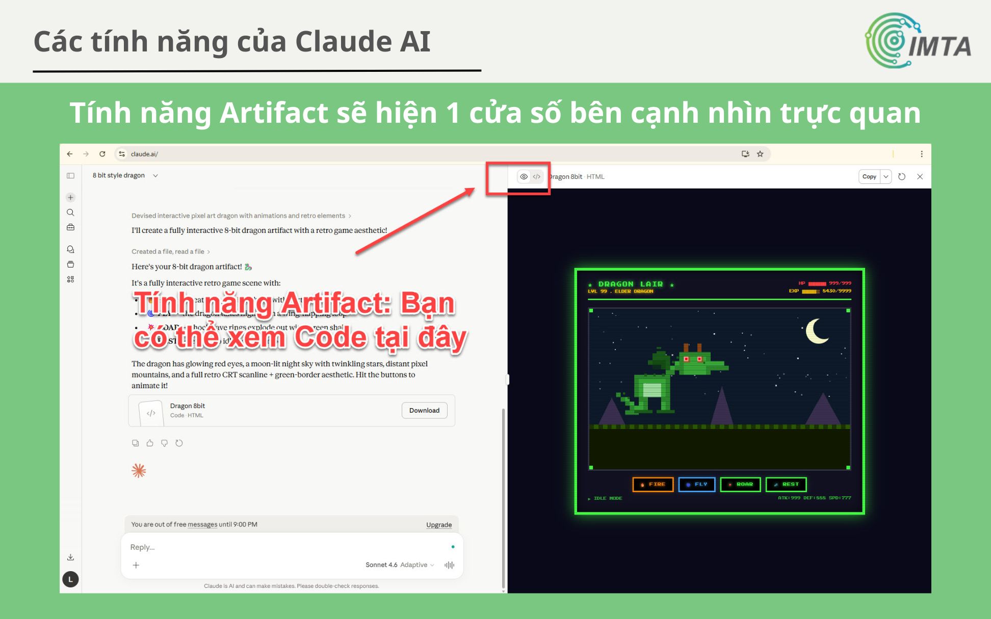 Tính năng Artifacts trên Claude sẽ hiển thị 1 màn hình để bạn nhìn trực quan để dễ thay đổi