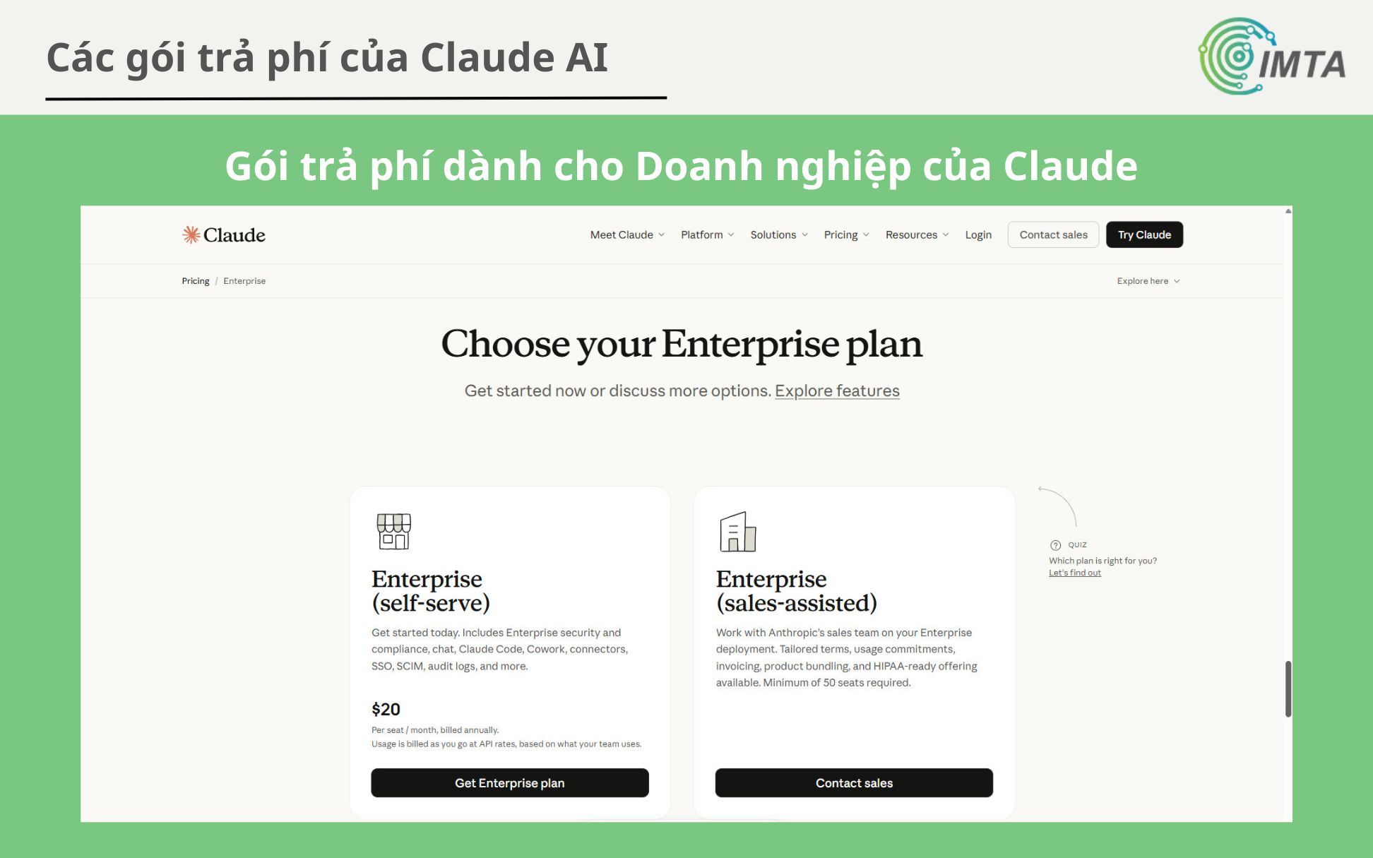 Gói trả phí dành cho Doanh nghiệp của Claude AI
