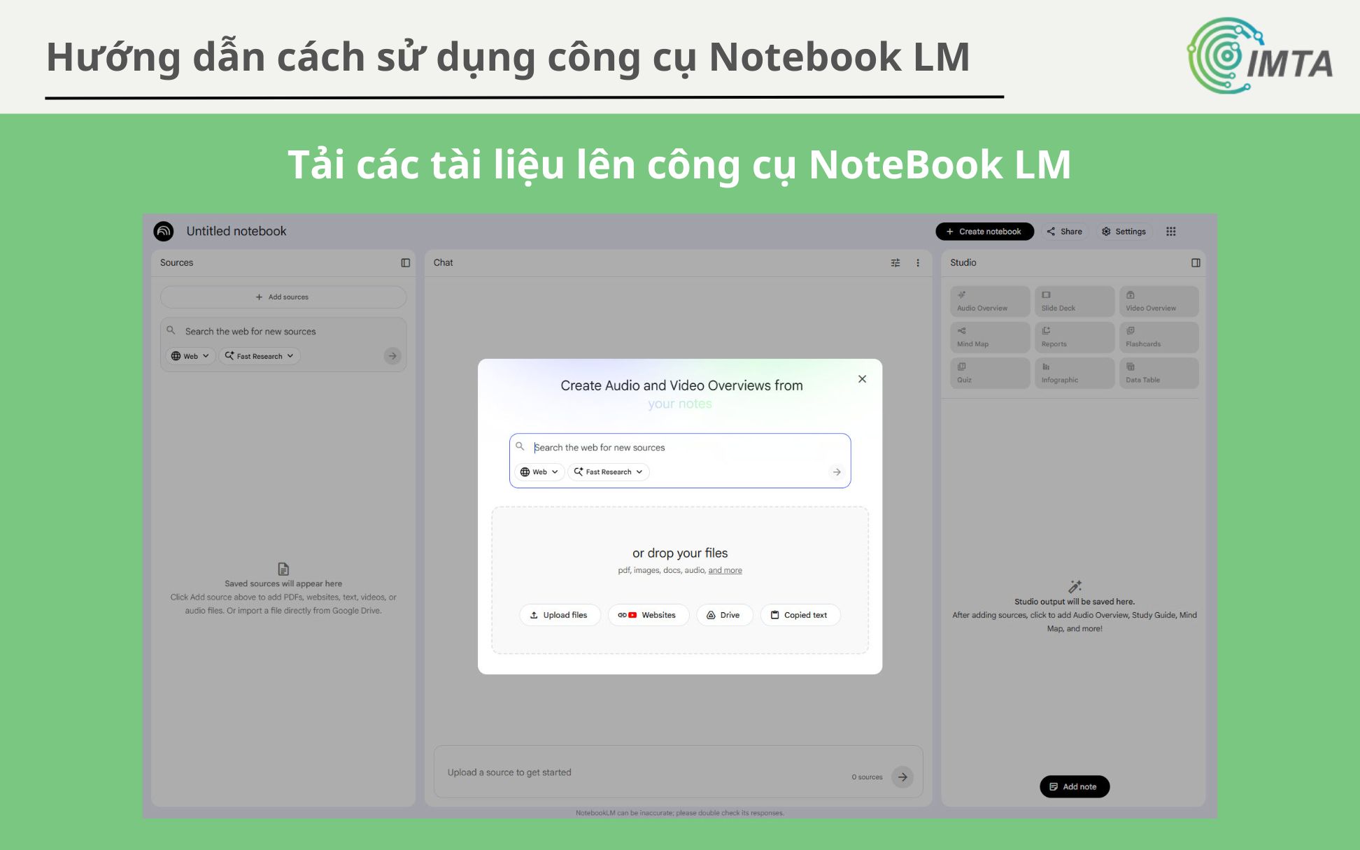 Tải tài liệu lên công cụ NoteBook LM
