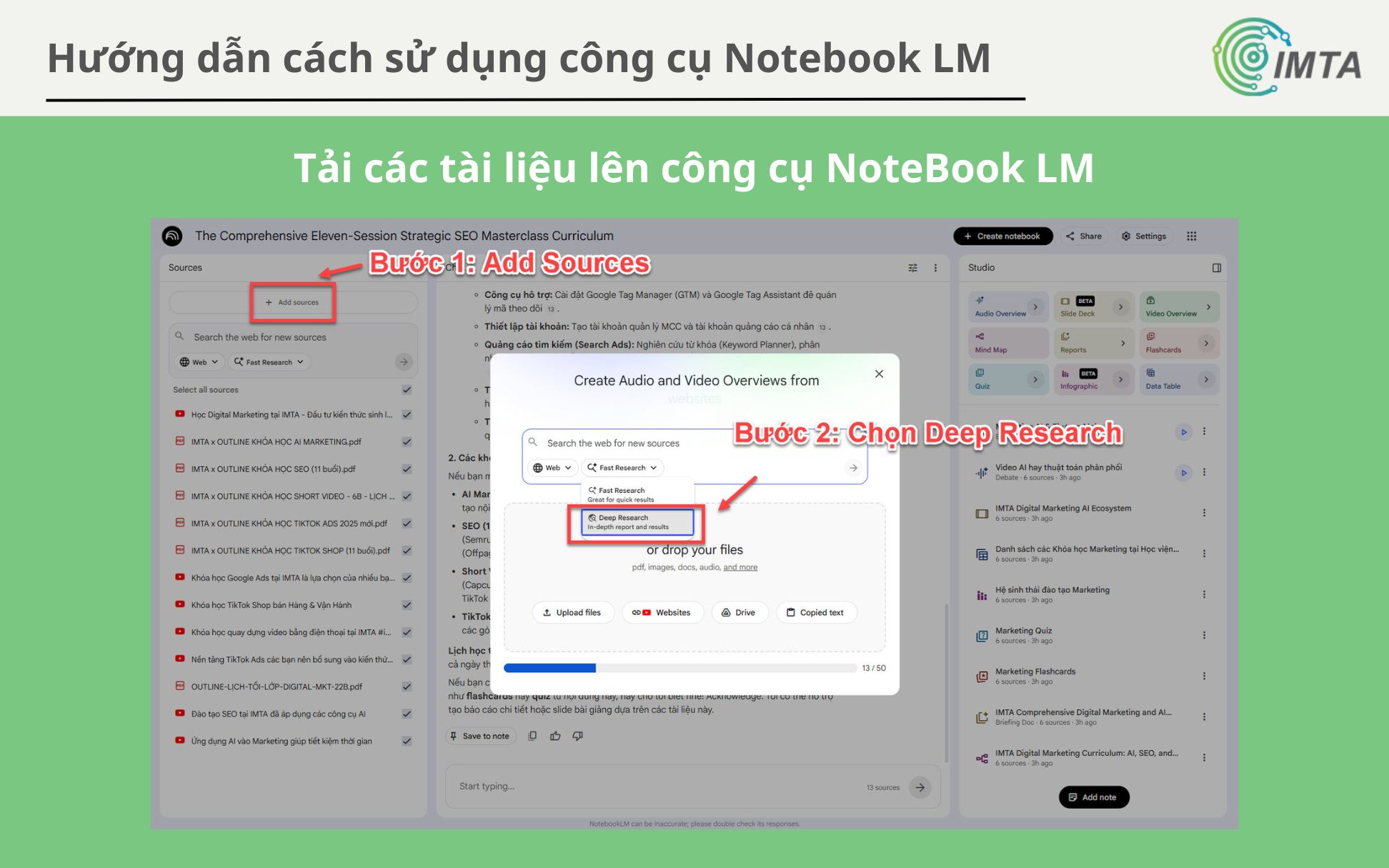 Tính năng Deep Research của Notebook LM