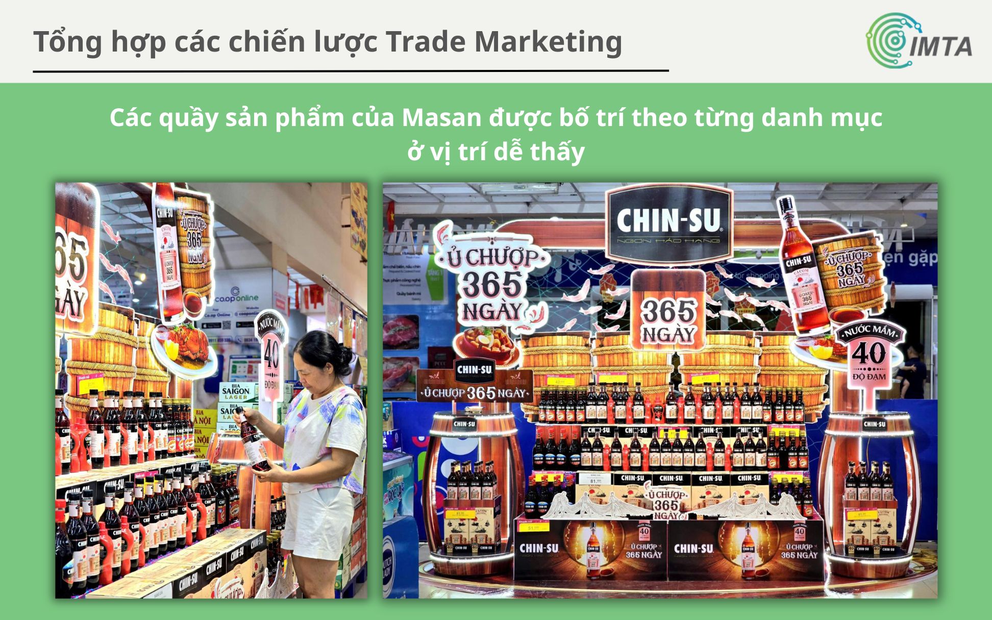 Các quầy sản phẩm của Masan được bố trí theo từng danh mục ở vị trí dễ thấy