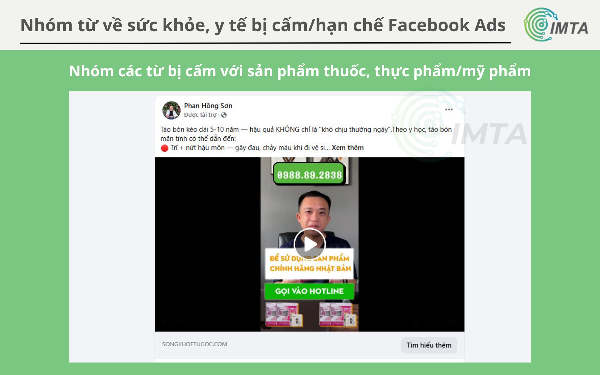 Nhóm từ bị cấm với sản phẩm thuốc, thực phẩm/mỹ phẩm
