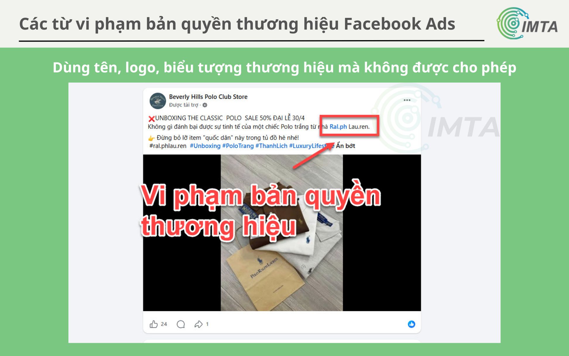Các từ dùng tên, logo, thương hiệu mà không được cho phép - vi phạm bản quyền