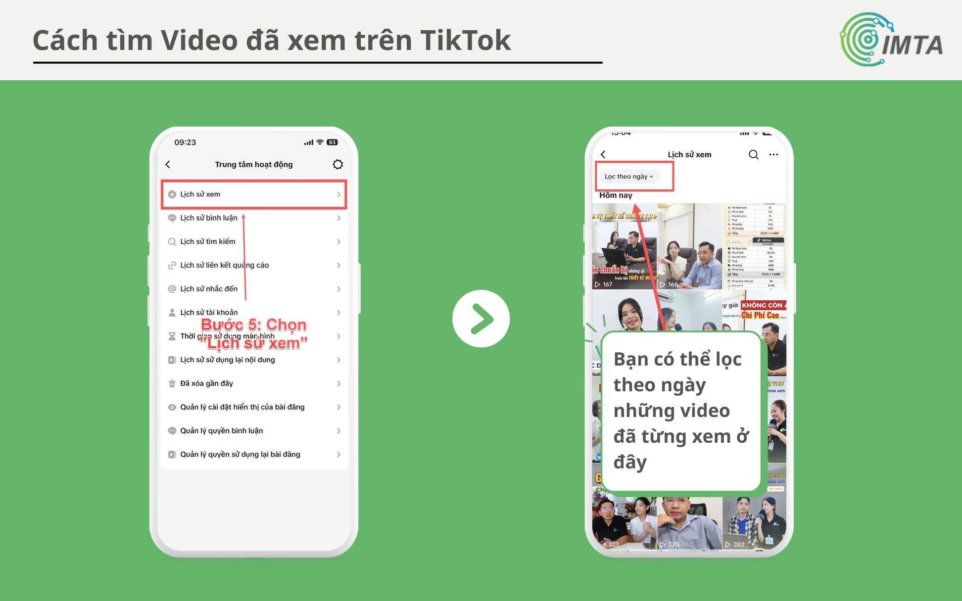 Chọn "Lịch sử Xem" để xem lại lịch sử Video đã xem Trên TikTok