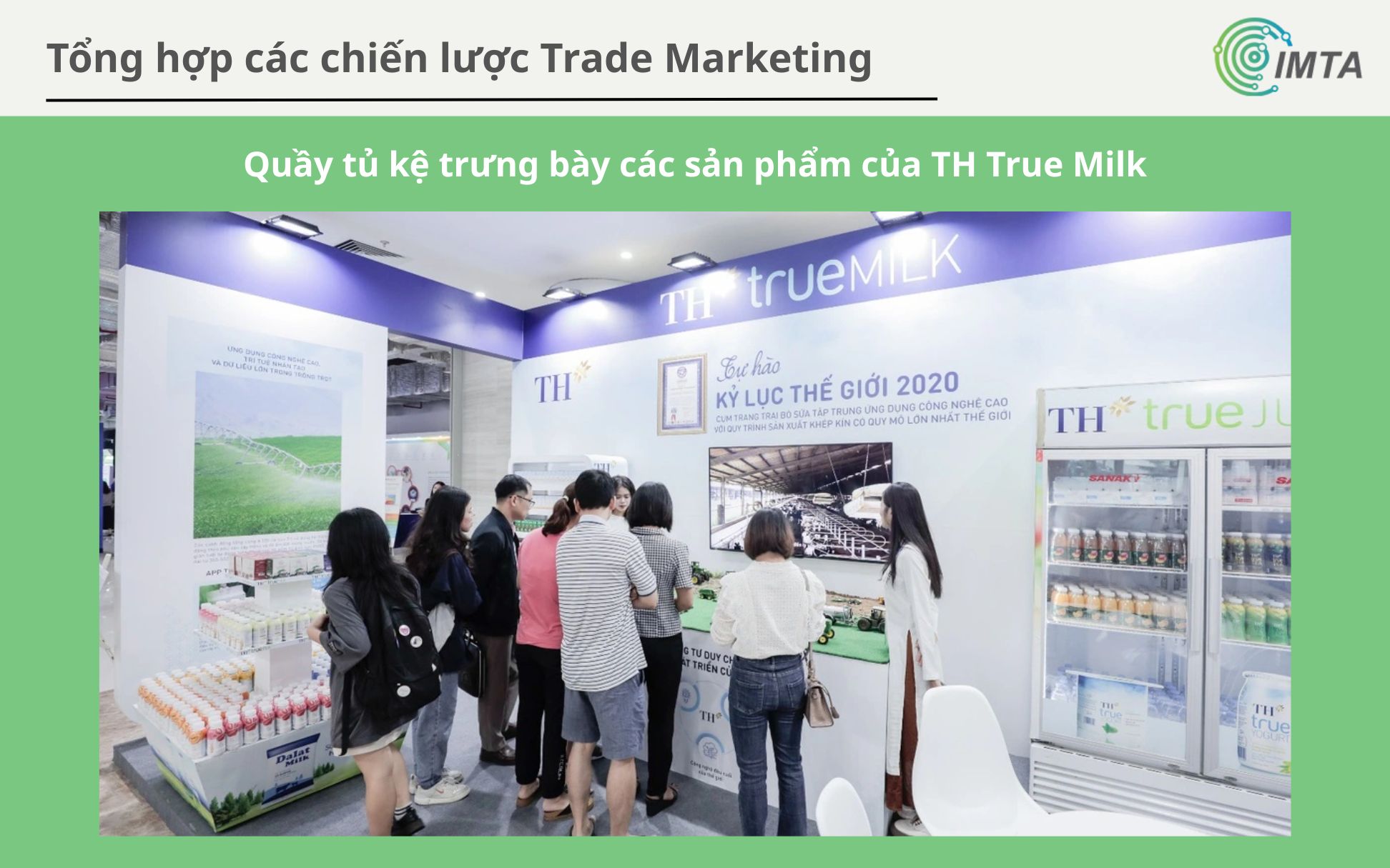 Quầy tủ kệ trưng bày các sản phẩm của TH True Milk tại một số điểm bán