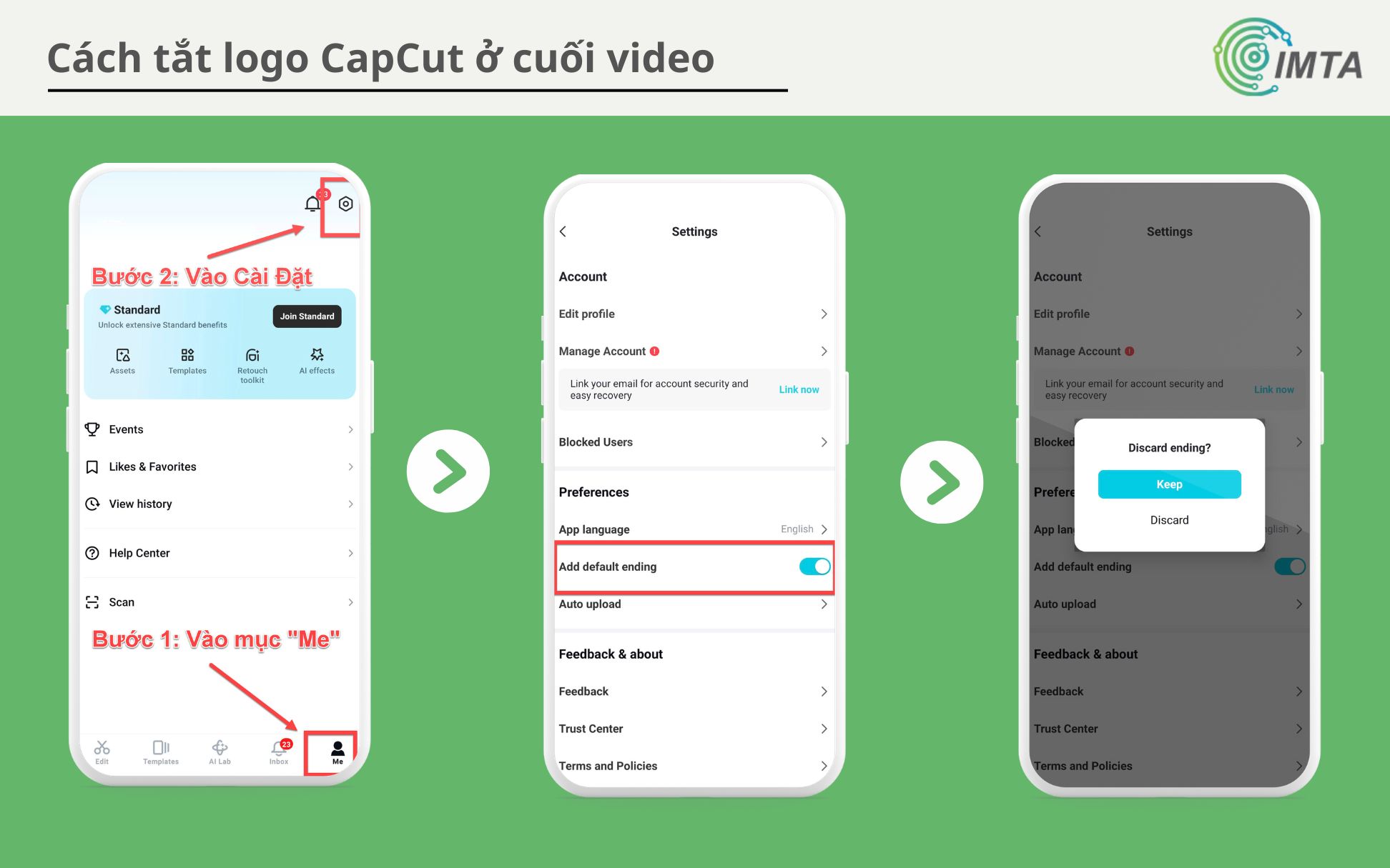 Vào cài đặt & tắt logo CapCut ở cuối video
