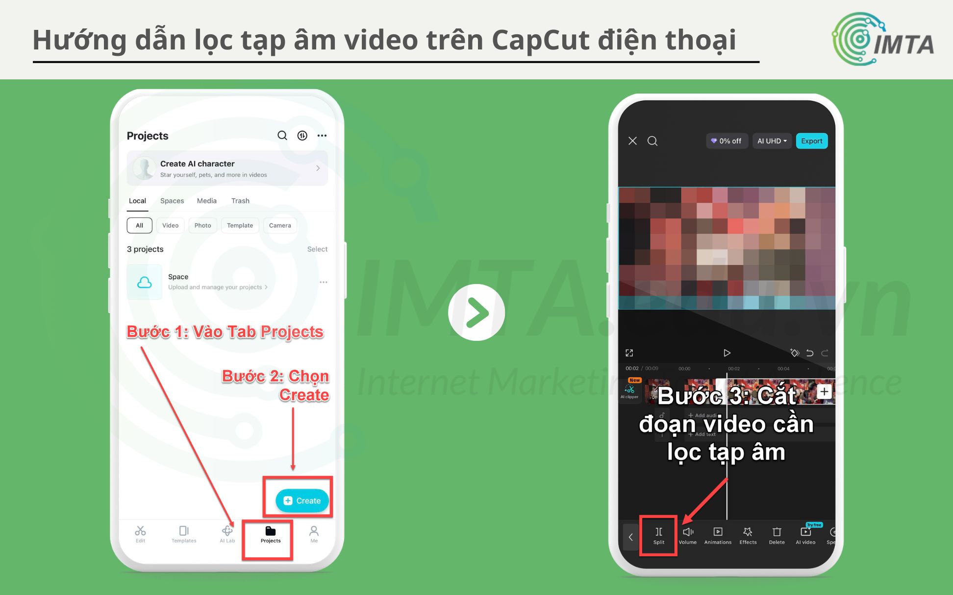 lọc tạp âm khi edit video CapCut trên điện thoại