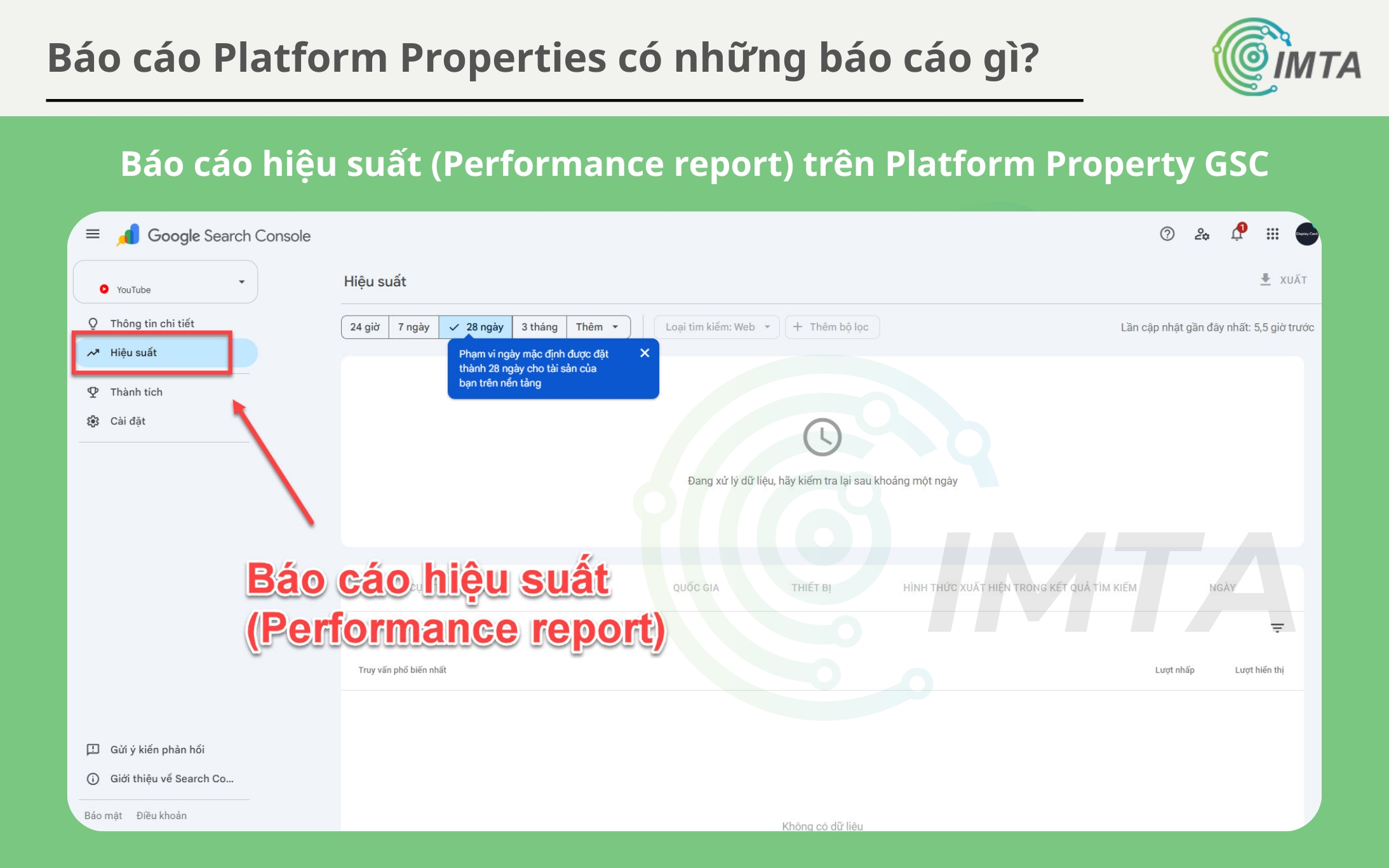 Báo cáo hiệu suất (Performance report) trên Platform Property GSC