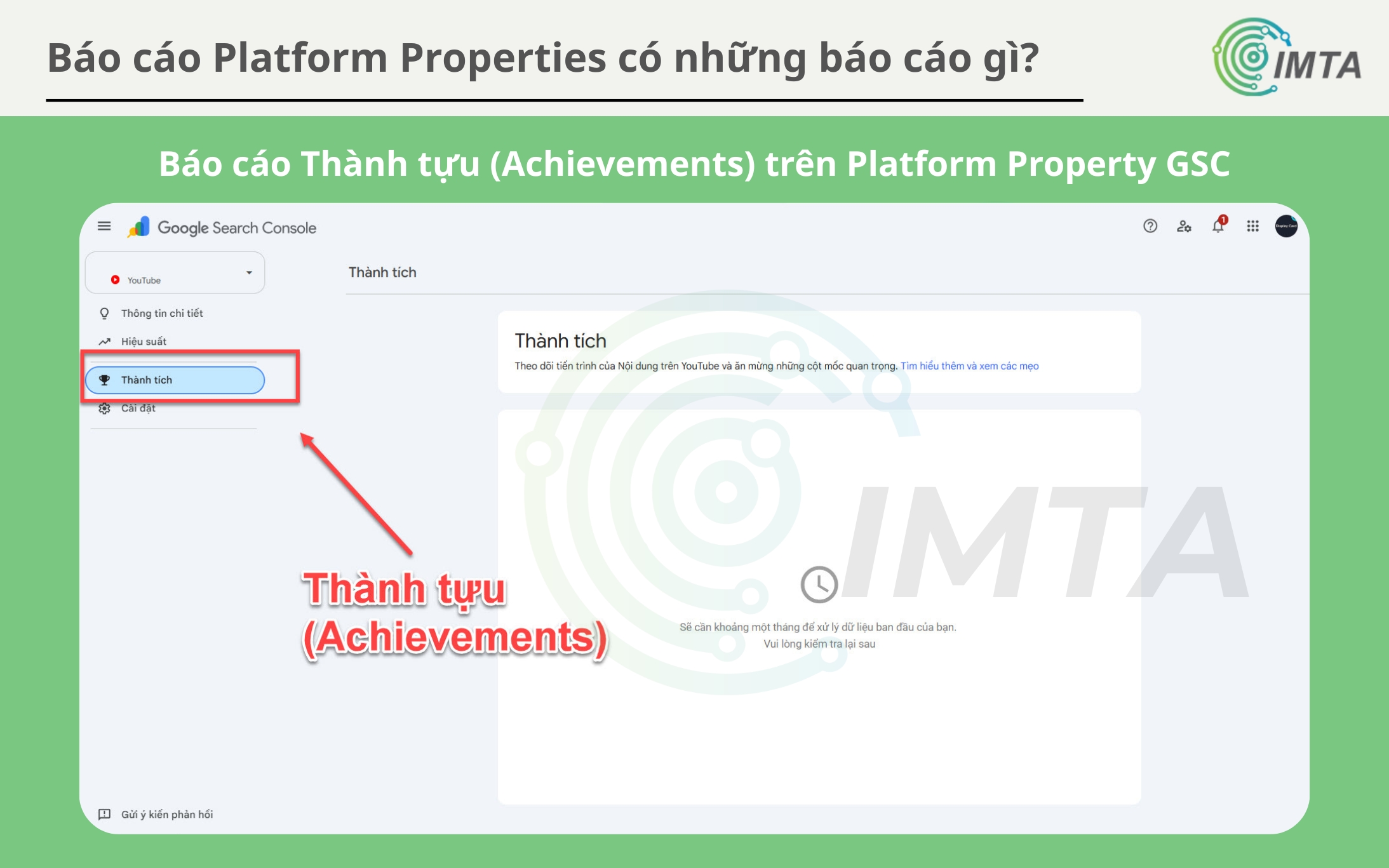 Báo cáo Thành tựu (Achievements) trên Platform Property GSC