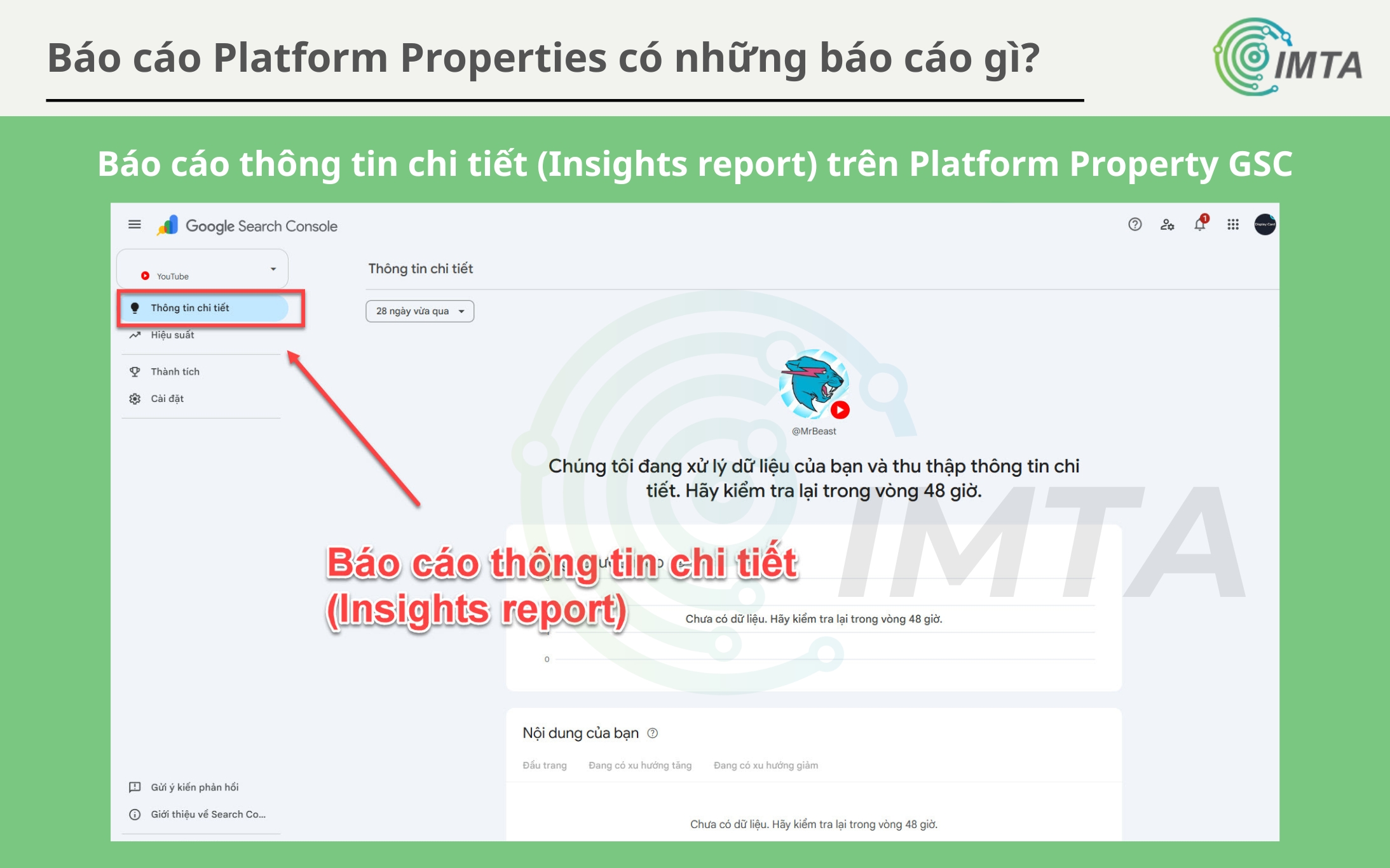 Báo cáo thông tin chi tiết (Insights report) trên Platform Property GSC