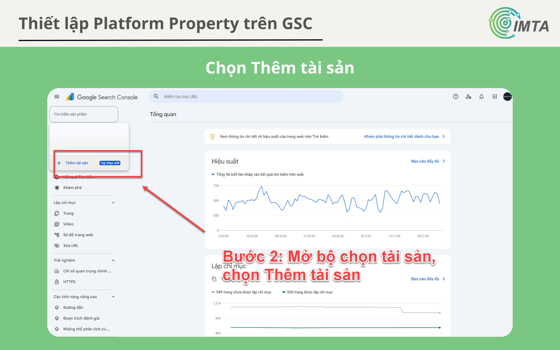 Mở 'Tìm kiếm sản phẩm" và chọn "Thêm tài sản"