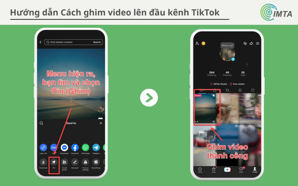 chọn Ghim video TikTok