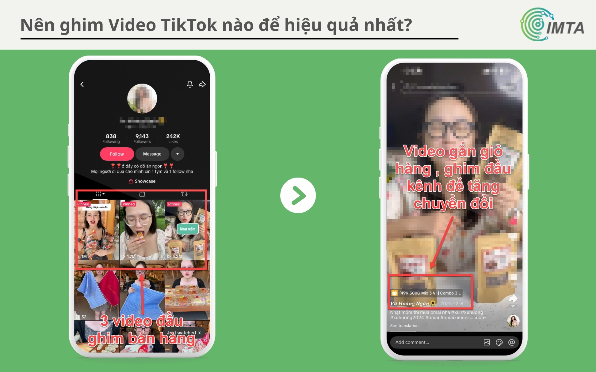KOL/KOC ghim video bán hàng trên TikTok