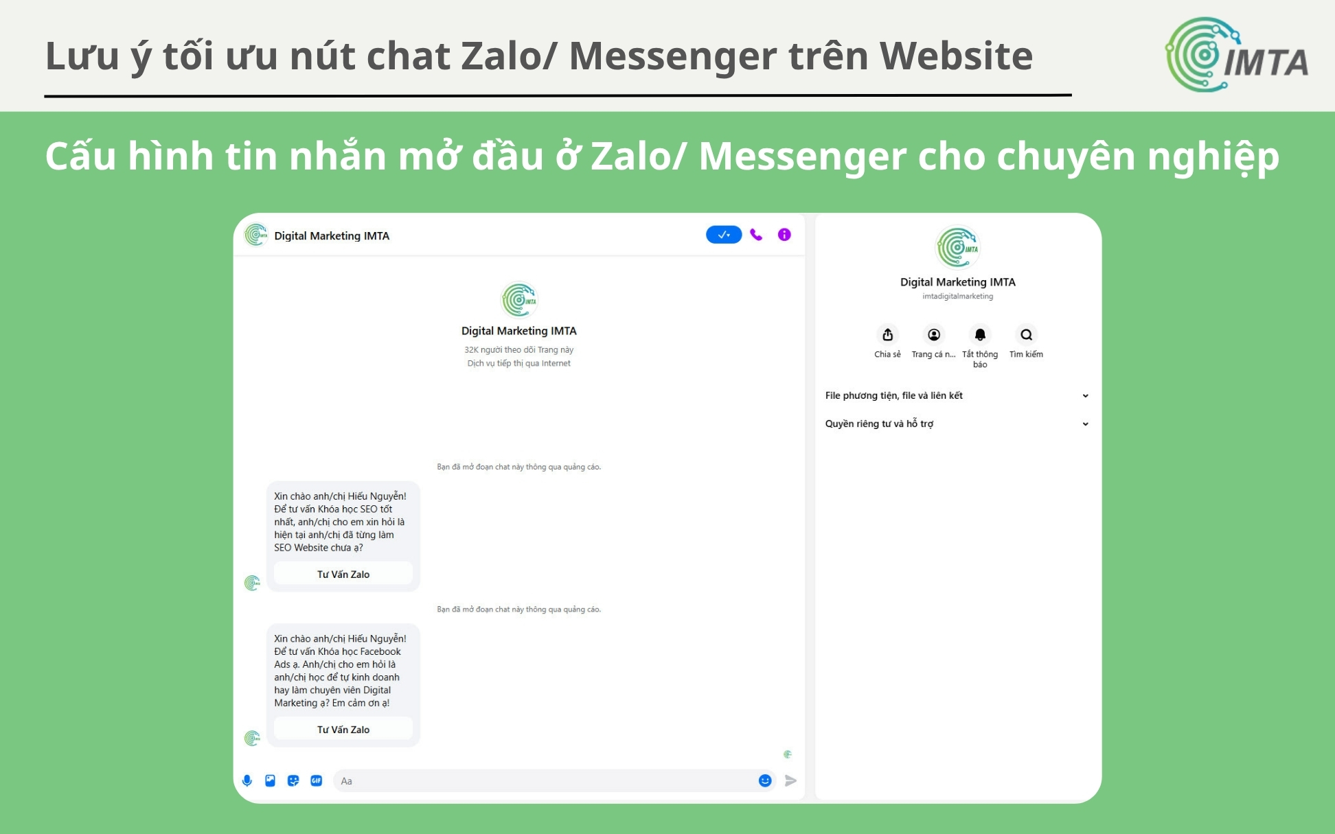 Cấu hình tin nhắn mở đầu ở Zalo/ Messenger cho chuyên nghiệp