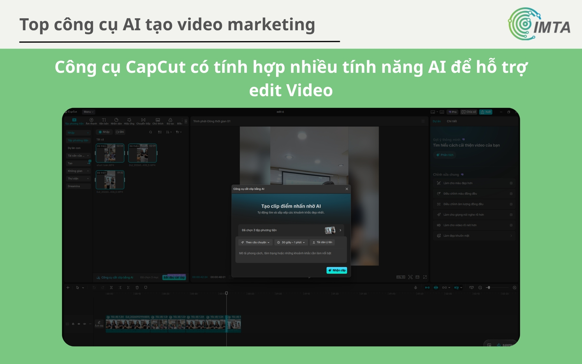 Công cụ CapCut có tính hợp nhiều tính năng AI để hỗ trợ edit Video