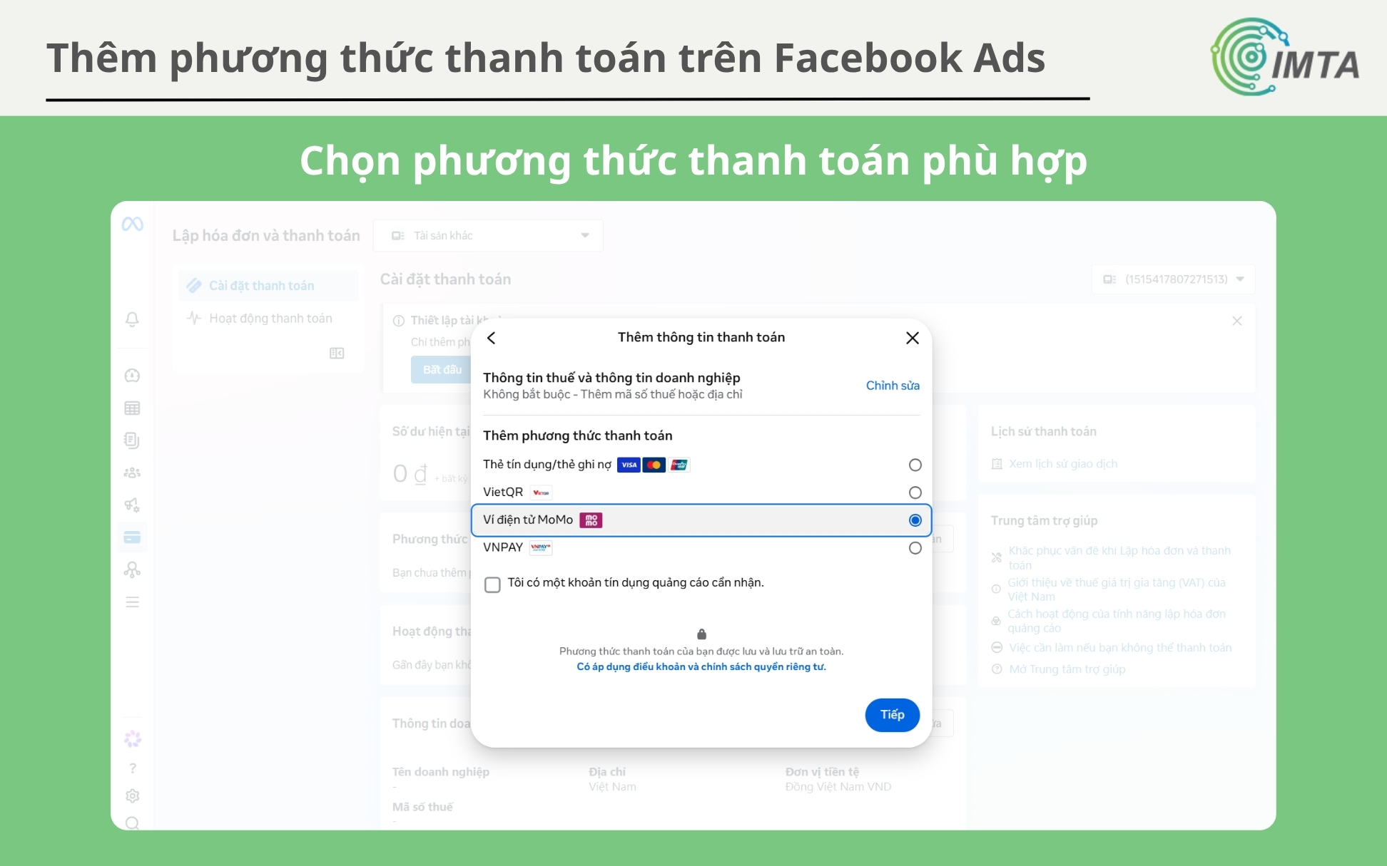 Chọn loại phương thức thanh toán bạn muốn dùng