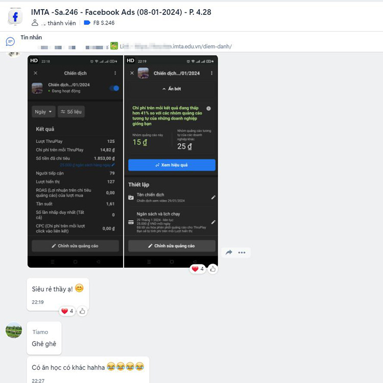 Đánh giá học viên Facebook Ads
