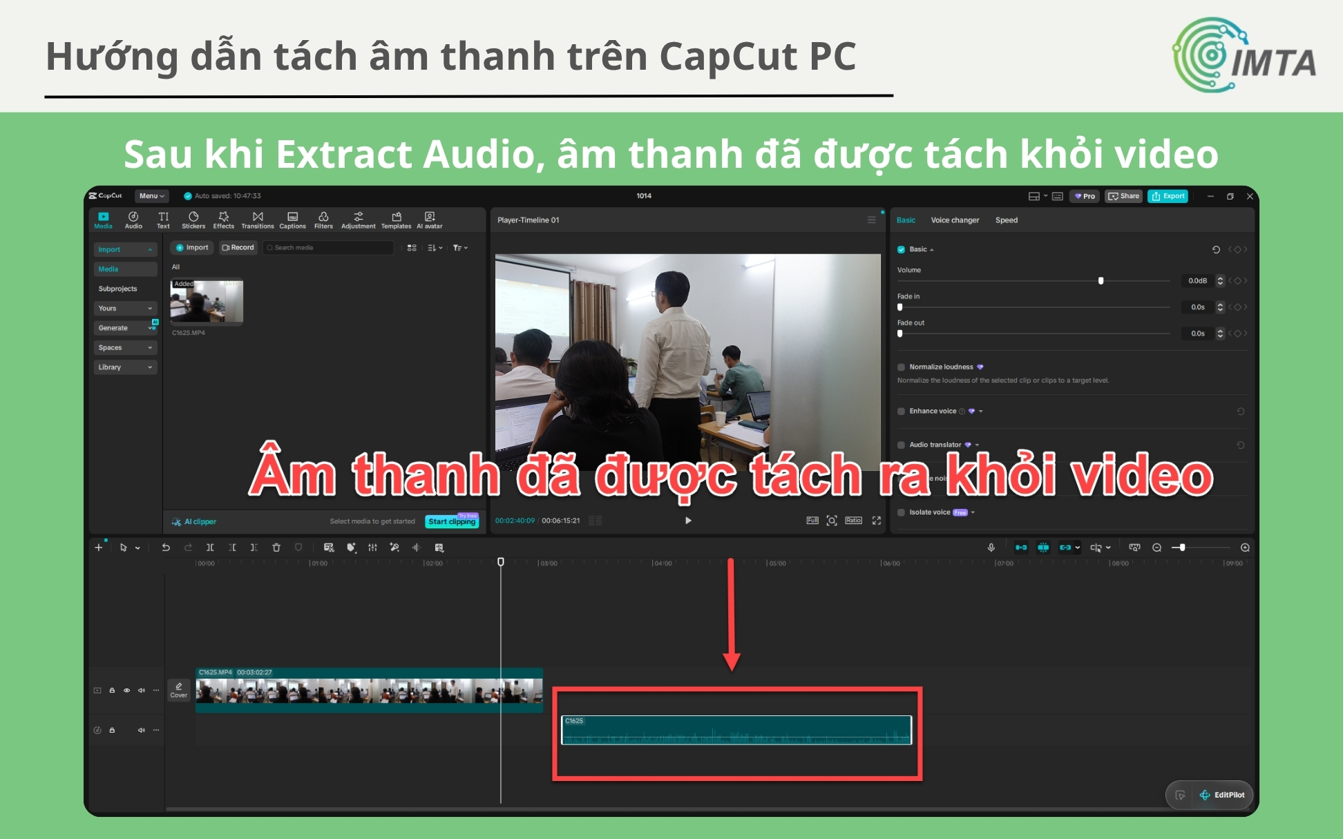 Tách âm thanh khỏi video trên CapCut Desktop